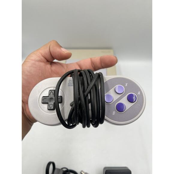 Super Nintendo SNES Console w/ 1 OEM Controller + All OEM Cords - TESTED